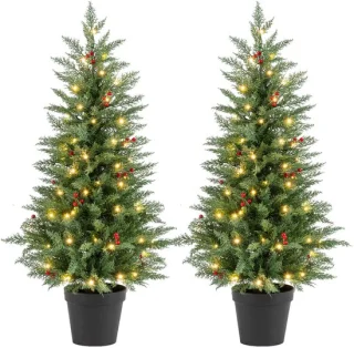 COSTWAY set van 2 kunstkerstbomen 120 cm