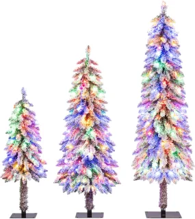 COSTWAY Set van 3 kunstkerstbomen 90/120/150 cm