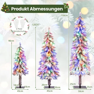 COSTWAY Set van 3 kunstkerstbomen 90/120/150 cm