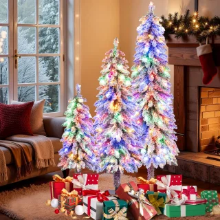 COSTWAY Set van 3 kunstkerstbomen 90/120/150 cm