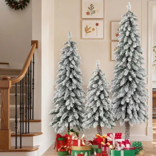 COSTWAY Set van 3 kunstkerstbomen 90/120/150 cm