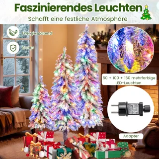 COSTWAY Set van 3 kunstkerstbomen 90/120/150 cm