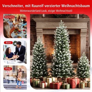 COSTWAY set van 3 kunstkerstbomen met sneeuw en potten - 125/95/65 cm
