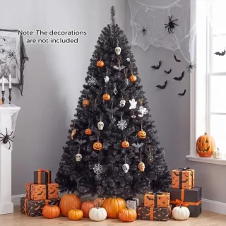 COSTWAY zwarte kunstkerstboom 180 cm