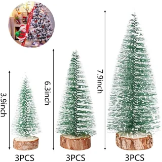 Dailygoods- Kerstboom Mini - Kunstkerstboom - Tafeldecoratie - 10/16/20 cm - 9 Stuks - Duurzaam en Realistisch - Tafelkerstboom