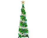 Dailygoods kunstkerstboom met verlichting 150 cm groen en zilver