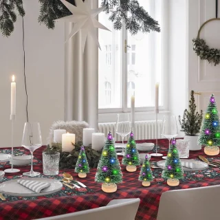 Dailygoods- Kunstkerstboom met verlichting - Kleine Kunstkerstboom/Sneeuw - Tafeldecoratie - Mini-Adventsboom - Hoogwaardig Kunststof - Realistisch Ontwerp - Kerstdecoratie
