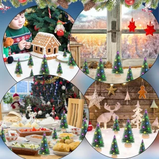 Dailygoods- Kunstkerstboom met verlichting - Kleine Kunstkerstboom/Sneeuw - Tafeldecoratie - Mini-Adventsboom - Hoogwaardig Kunststof - Realistisch Ontwerp - Kerstdecoratie