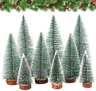 Dailygoods mini kunstkerstboom 10/16/20 cm set van 9 stuks