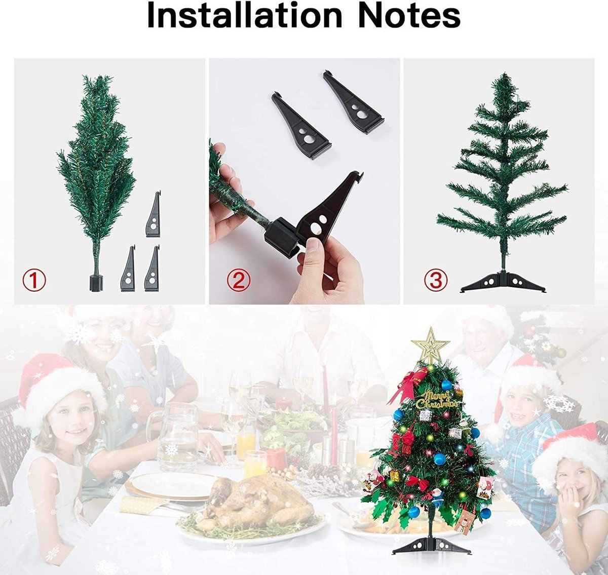 Decoratieve kerstboom 60 cm met ornamenten en gouden ster