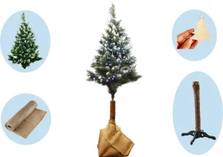 Diamant Pijnboom Kunstkerstboom 180 cm Natuurlijke Houten Stam