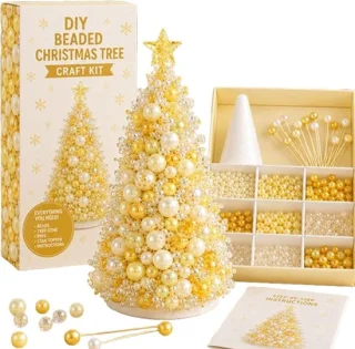 DIY kerstboomset van kralen - Geel