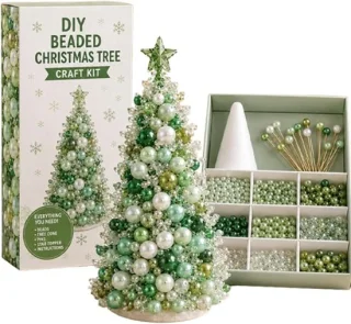DIY kerstboomset van kralen