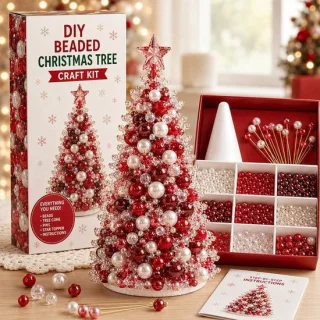 Diy kerstboomset van kralen