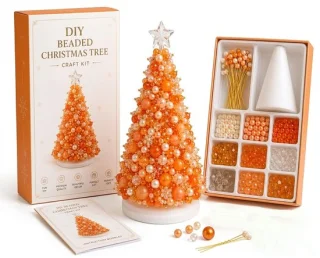 DIY kerstboomset van kralen - Oranje