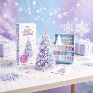 DIY kerstboomset van kralen - Paars
