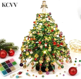 DIY kerstboomset van kralen