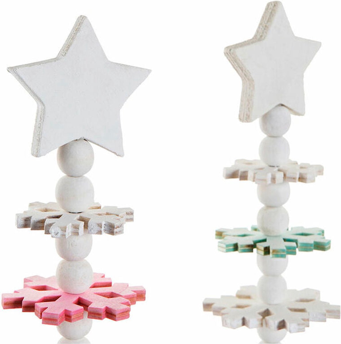 DKD Home Decor Kerstboom Hout MDF 2 stuks 14x14x51 cm