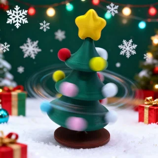Draaibare kerstboom - kerstversiering 15 x 9 cm