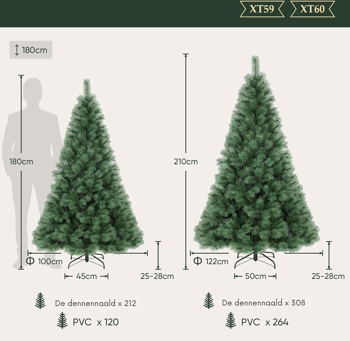 Elegant Kunstkerstboom 180 cm Met Standaard