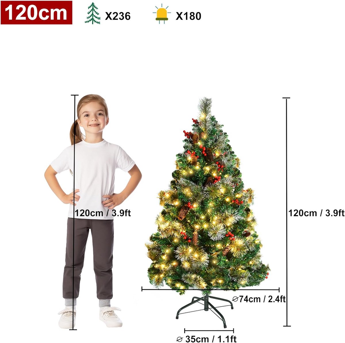 Equivera Kerstboom Met Sneeuw En Verlichting