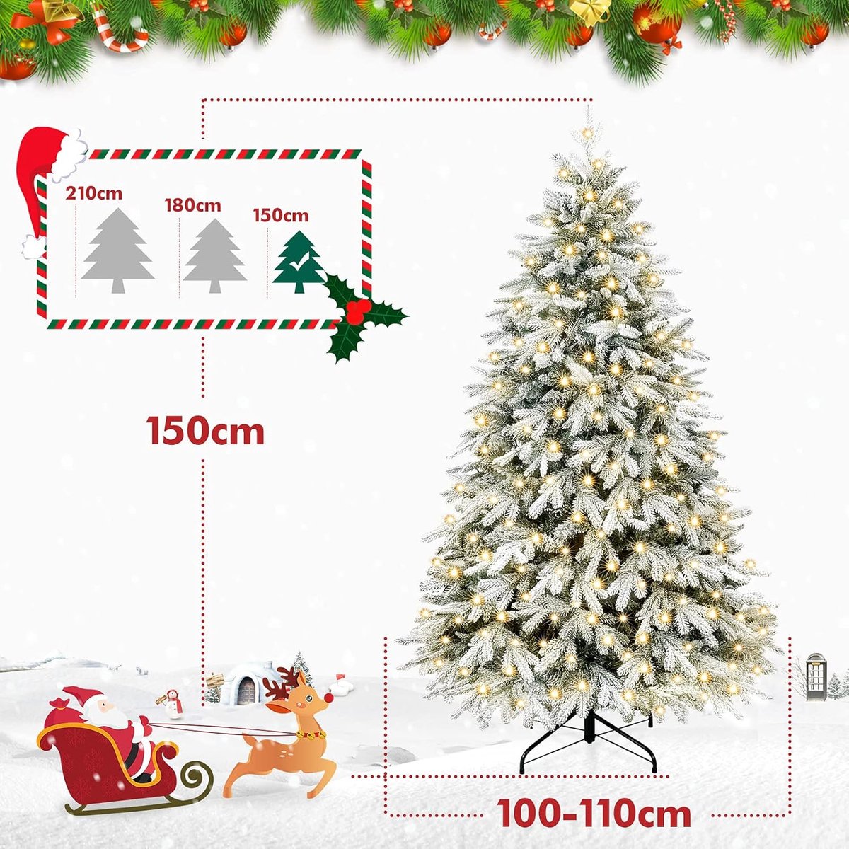 Equivera Kerstboom met Verlichting en Sneeuw