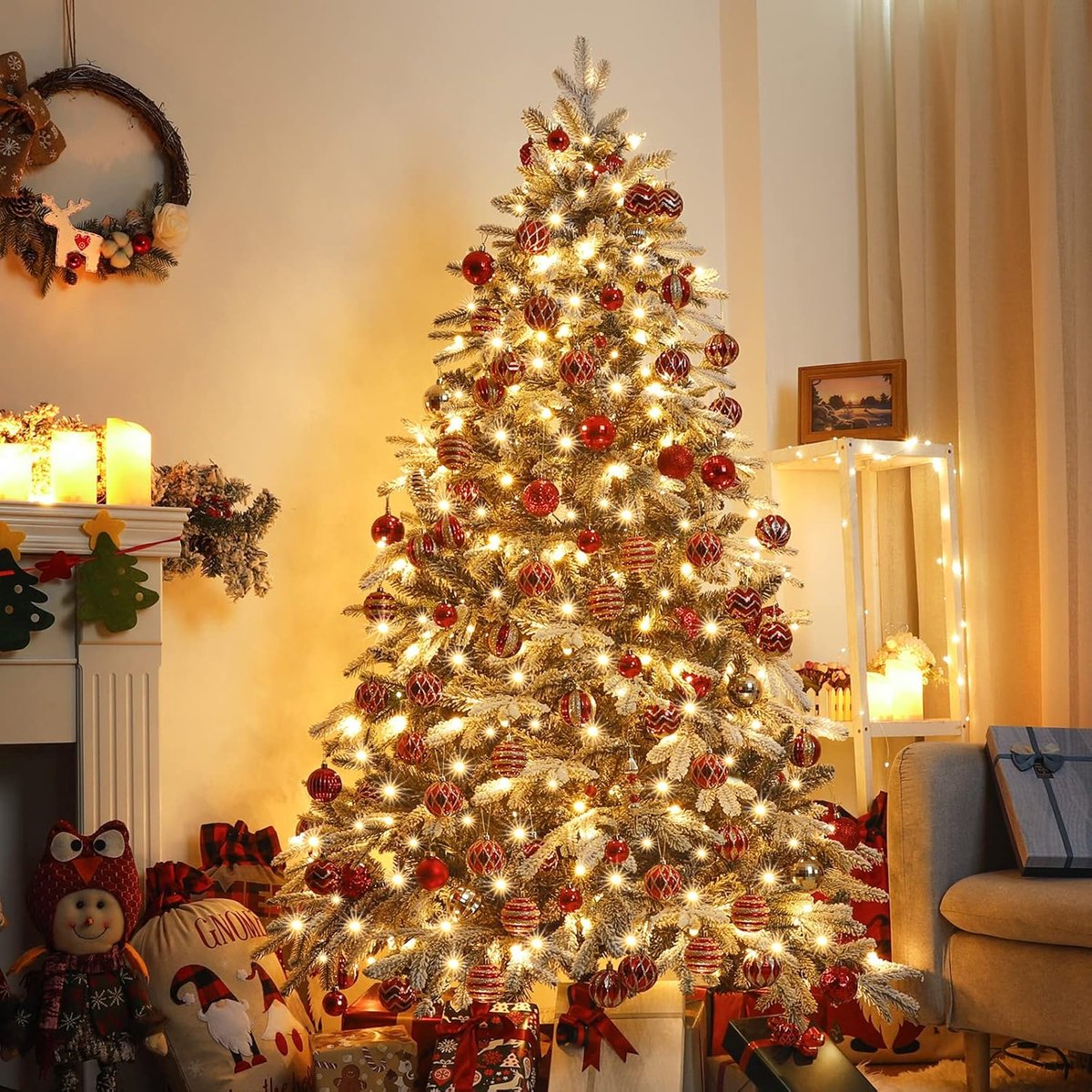 Equivera Kerstboom met Verlichting en Sneeuw