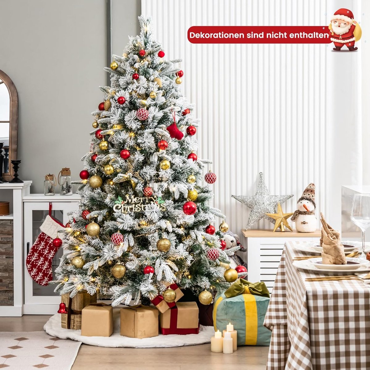 Equivera Kerstboom met Verlichting en Sneeuw