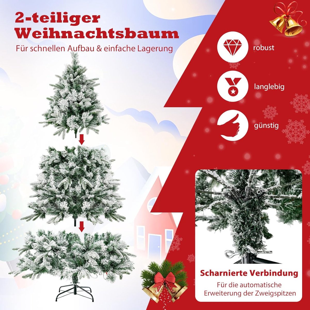 Equivera Kerstboom met Verlichting en Sneeuw