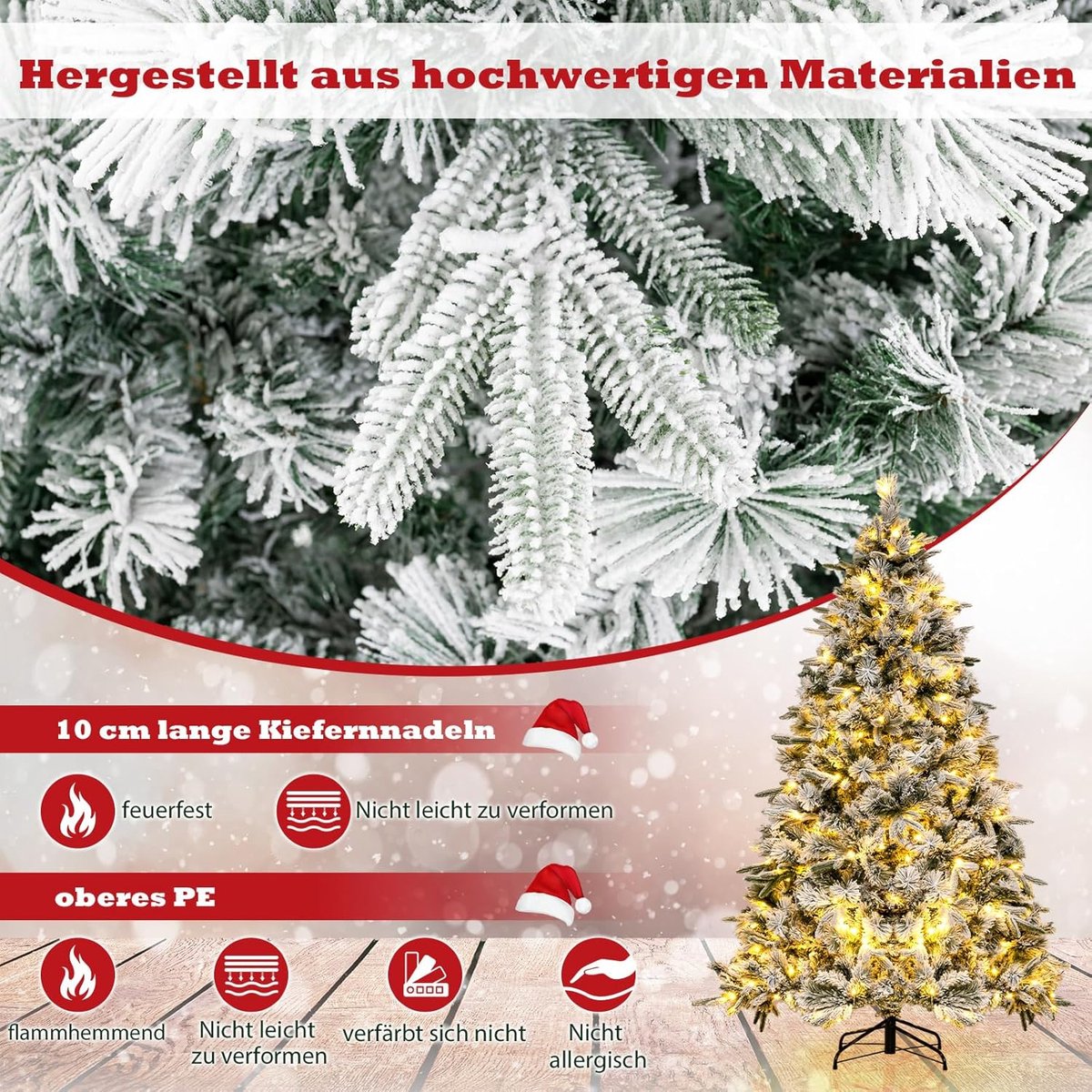 Equivera Kerstboom met Verlichting en Sneeuw