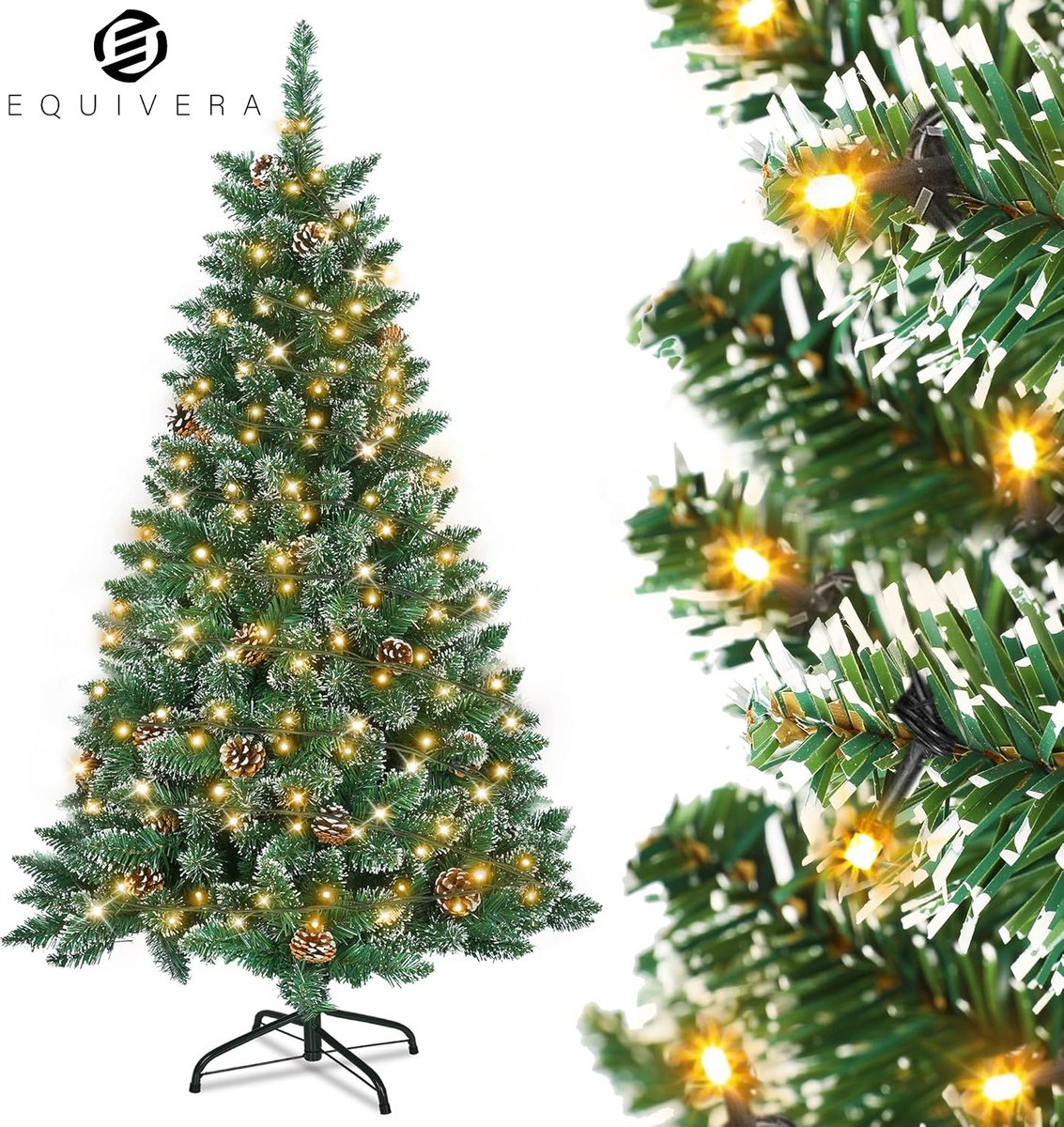 Equivera Kerstboom met verlichting en sneeuw