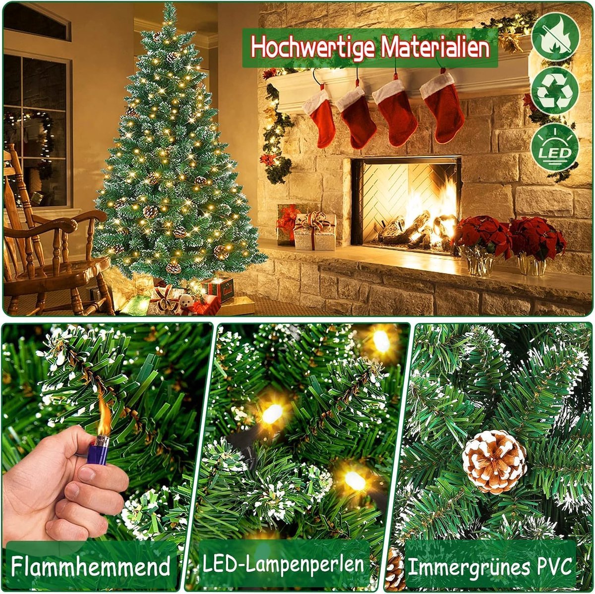 Equivera Kerstboom met verlichting en sneeuw