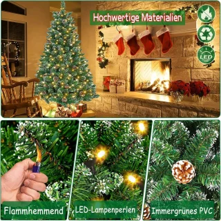 Equivera Kerstboom met verlichting en sneeuw