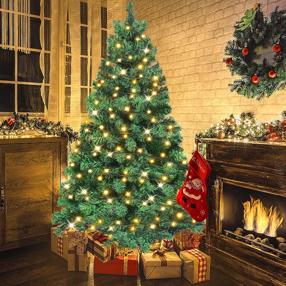 Equivera Kerstboom met Verlichting en Sneeuw