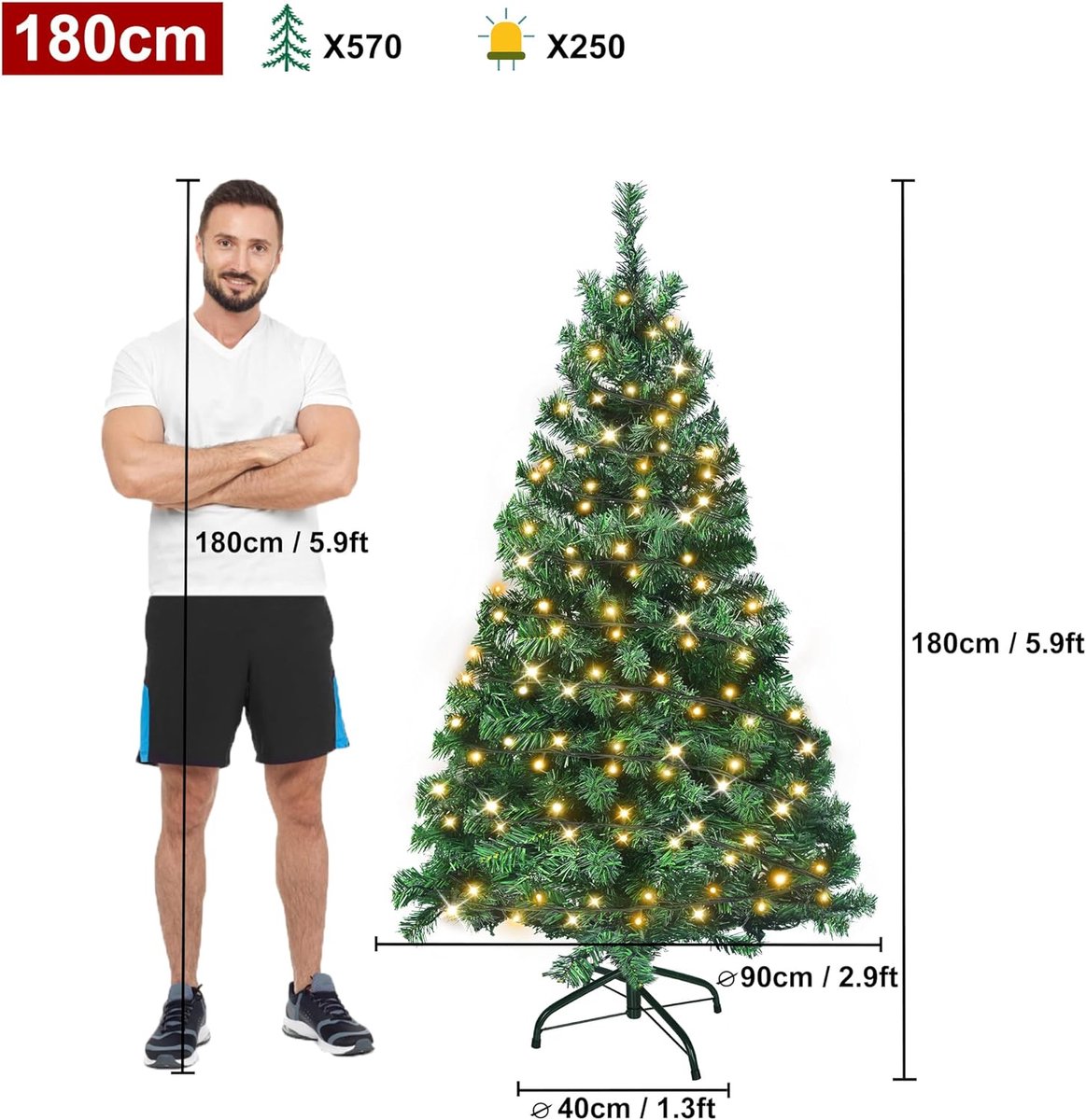 Equivera Kerstboom met Verlichting en Sneeuw