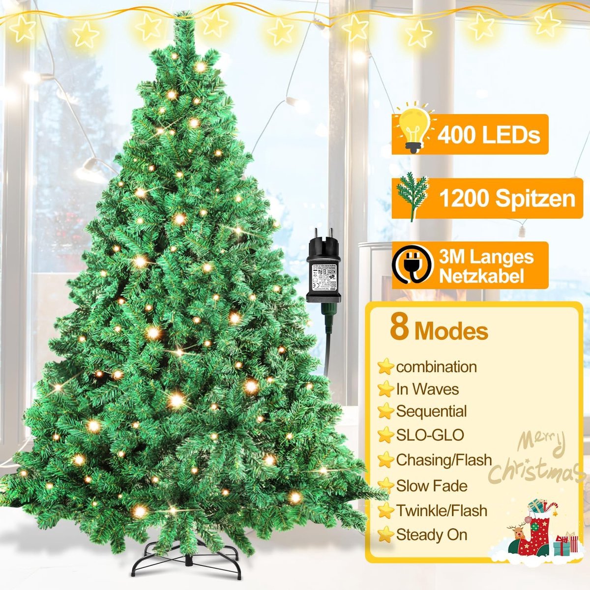 Equivera Kerstboom met Verlichting en Sneeuw
