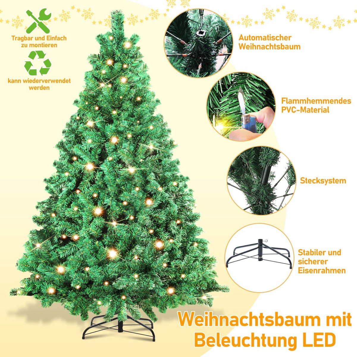 Equivera Kerstboom met Verlichting en Sneeuw