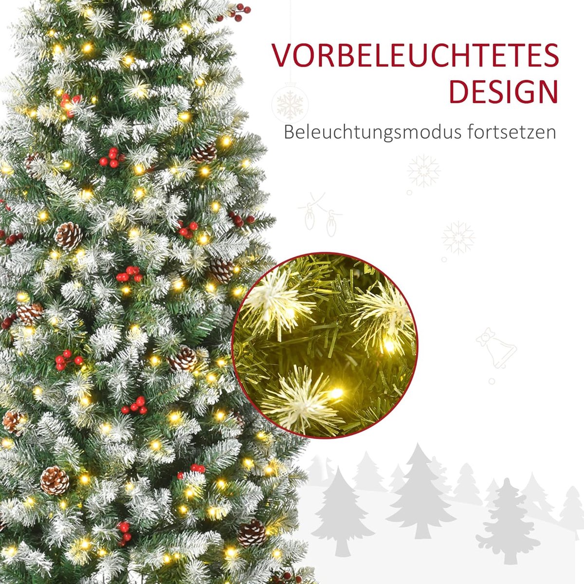 Equivera Kerstboom met Verlichting en Sneeuw