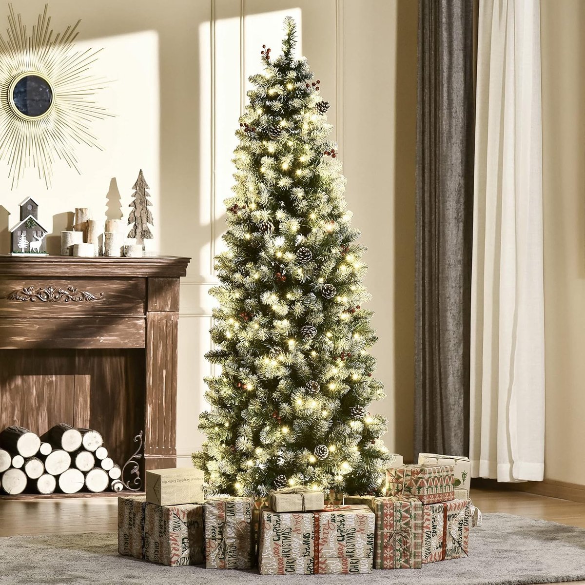 Equivera Kerstboom met Verlichting en Sneeuw