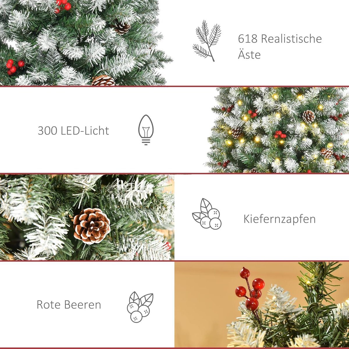Equivera Kerstboom met Verlichting en Sneeuw