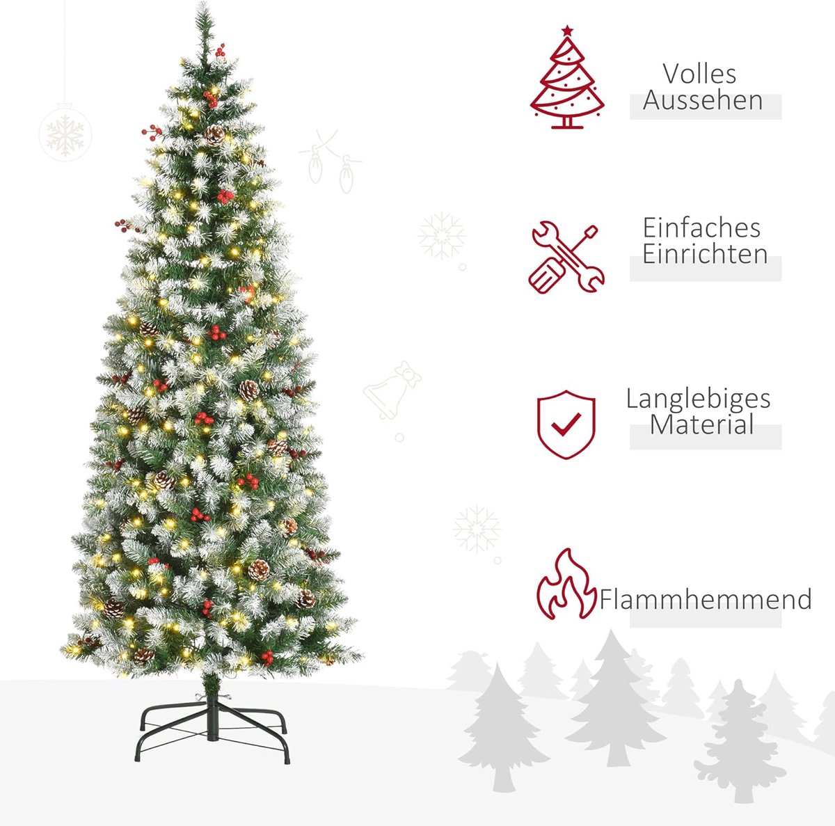 Equivera Kerstboom met Verlichting en Sneeuw
