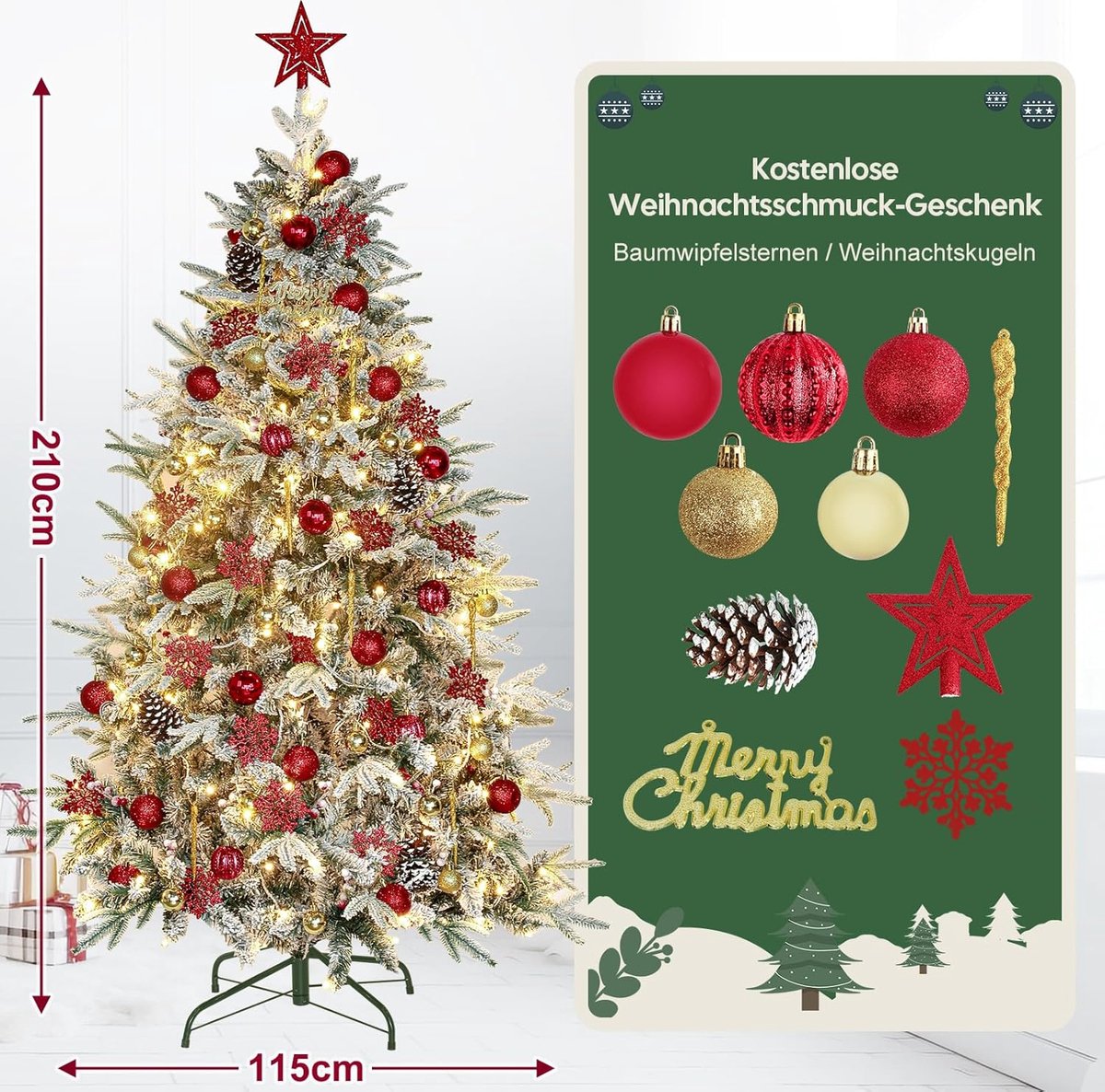 Equivera Kerstboom met Verlichting en Sneeuw