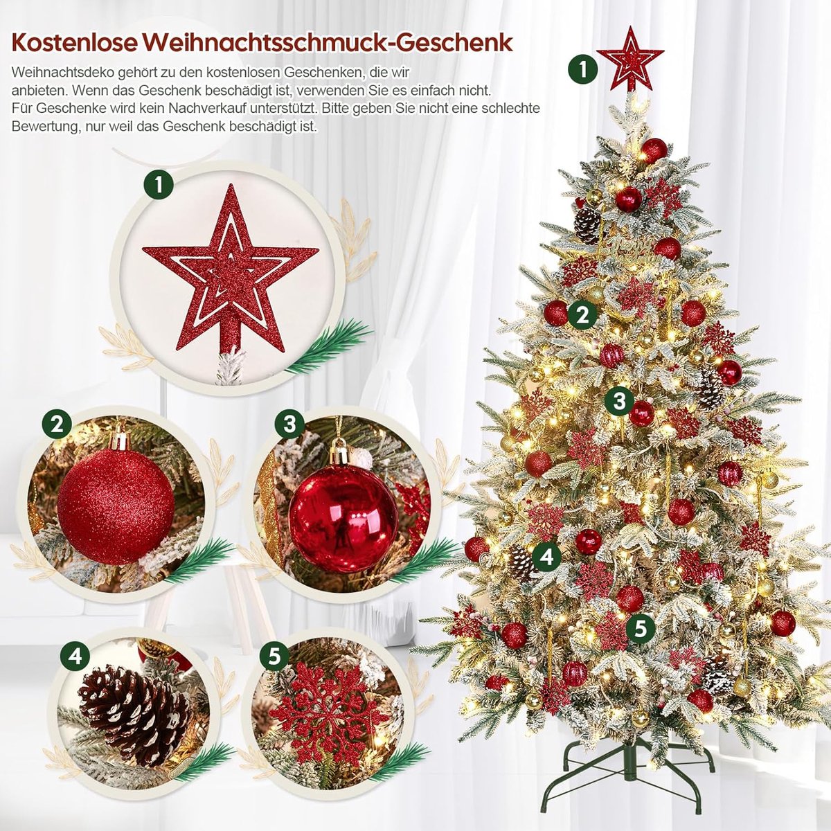 Equivera Kerstboom met Verlichting en Sneeuw