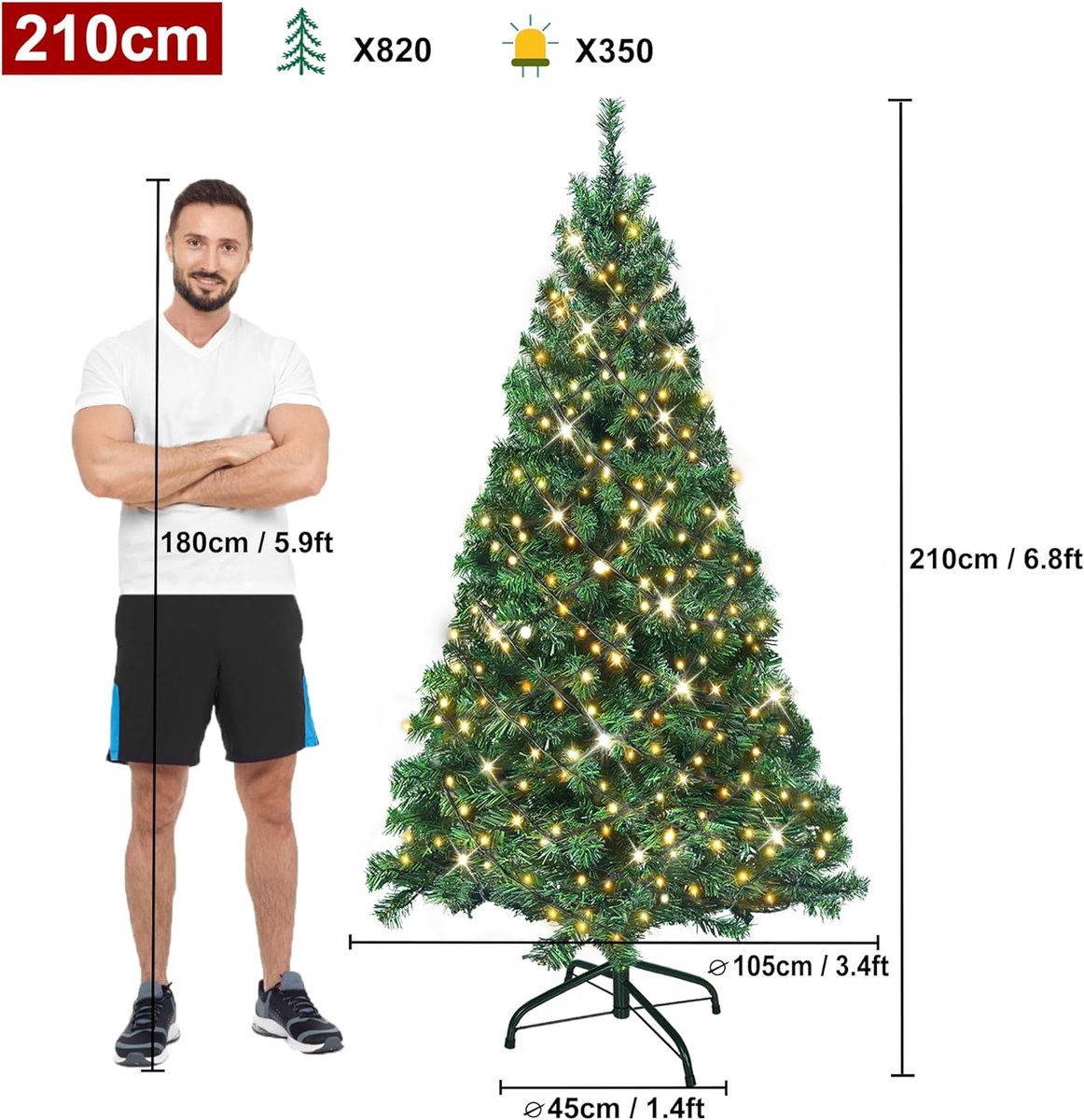 Equivera Kerstboom met Verlichting en Sneeuw