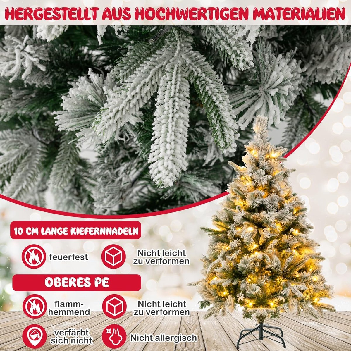 Equivera Kerstboom met Verlichting en Sneeuw