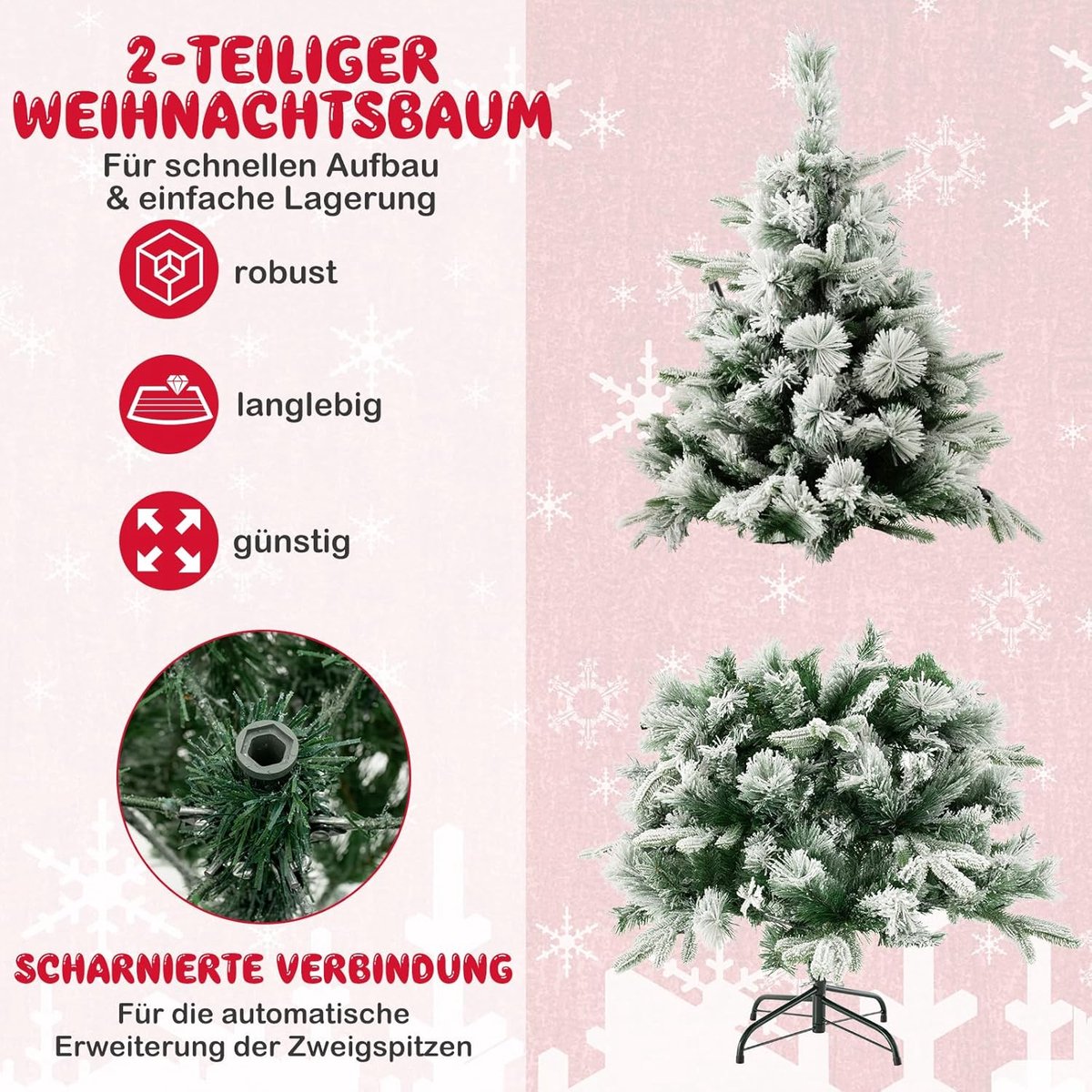 Equivera Kerstboom met Verlichting en Sneeuw
