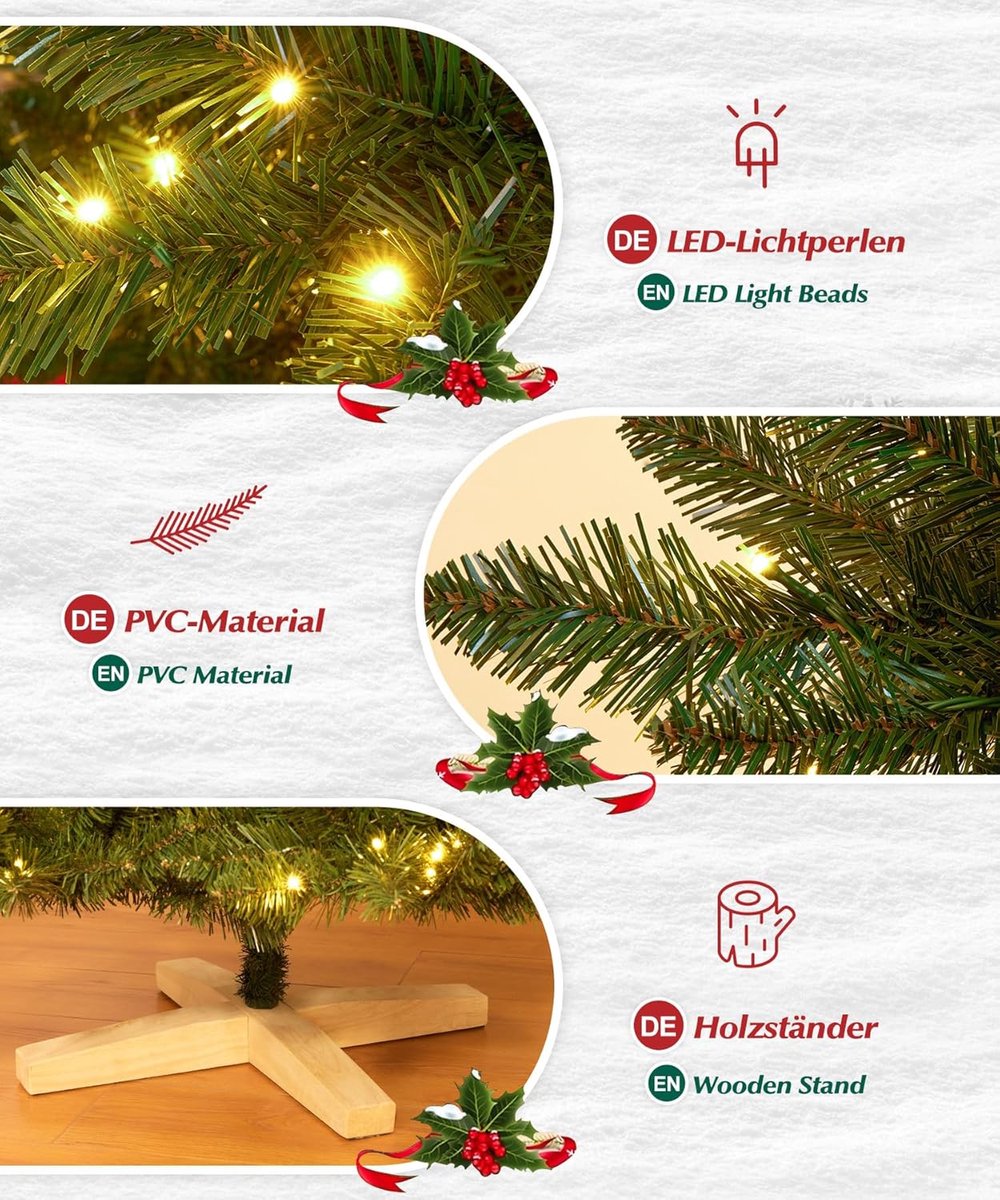 Equivera Kerstboom met Verlichting en Sneeuw