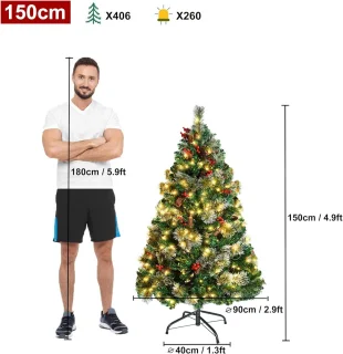 Equivera Kerstboom met Verlichting en Sneeuw