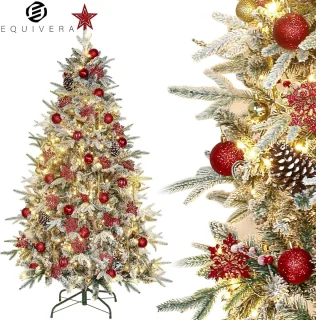 Equivera Kerstboom met verlichting en sneeuw