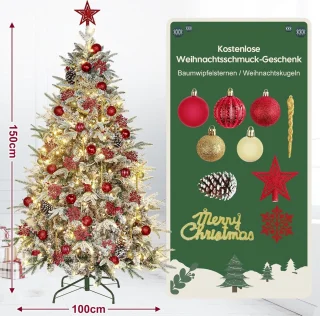 Equivera Kerstboom met verlichting en sneeuw